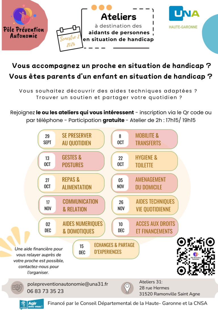 Ateliers Aidants de personnes en situation de handicap – 2ème session